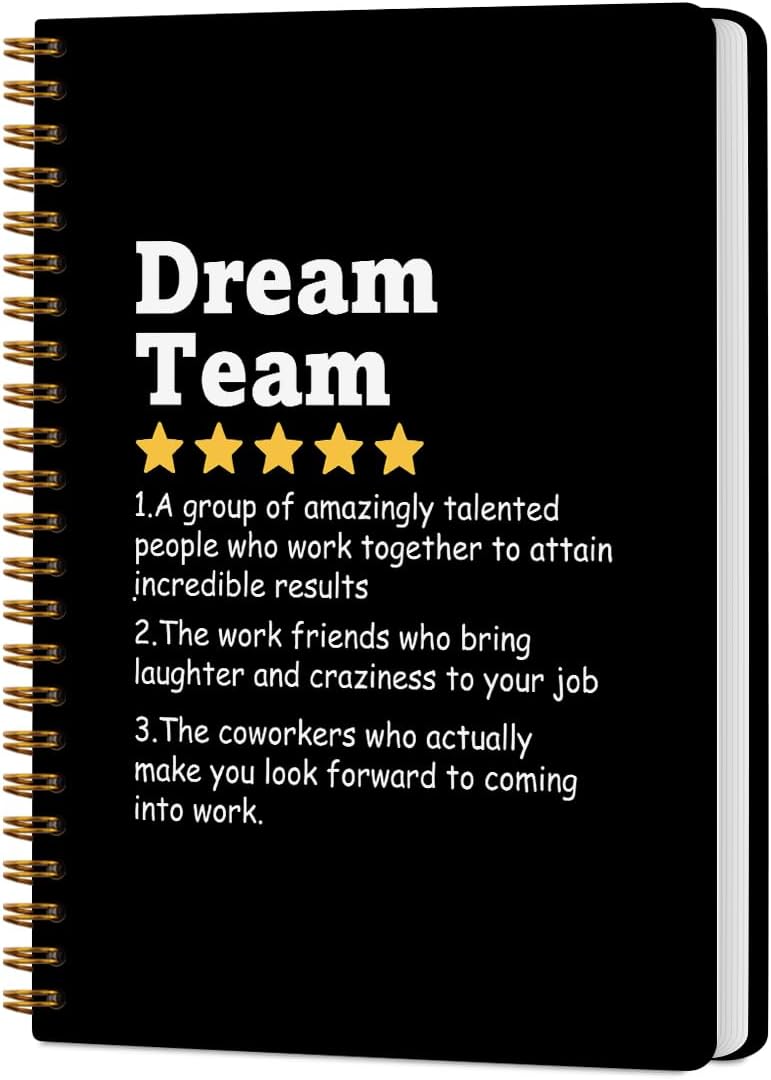 CQM Dream Team Definition Hardcover Spiral Notebooks for Work, Notebook College Ruled, Team Gifts for Employees Colleague Work Bestie Friend, Notepads Lined Travel Planner Journal for Writing - Image 1